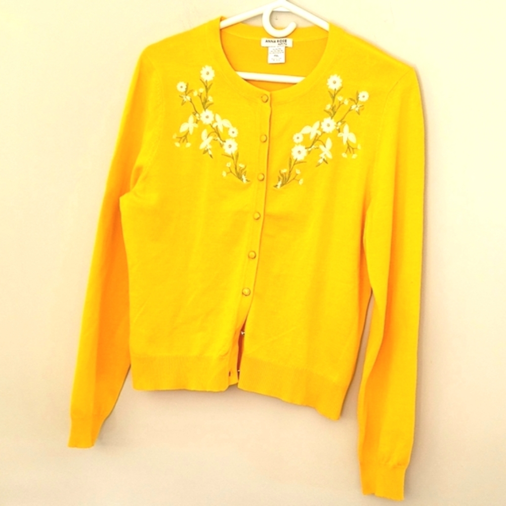 Anna Rose Petite Women's Embroidered Knitted Cardigan Size XL
